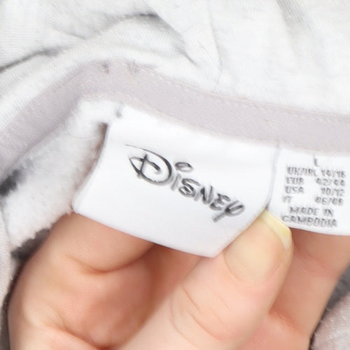 Disney Womens Grey Hoodie Size L 14/16 Minnie Mouse Graphic Pullover