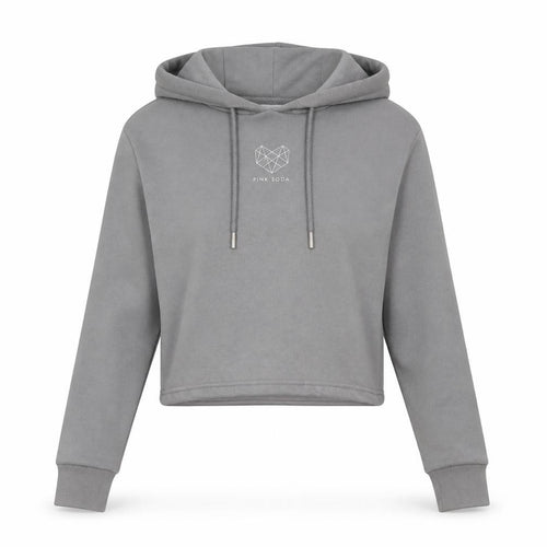 Pink Soda Women Grey Cropped Hoodie UK 4 Hooded Sweatshirt
