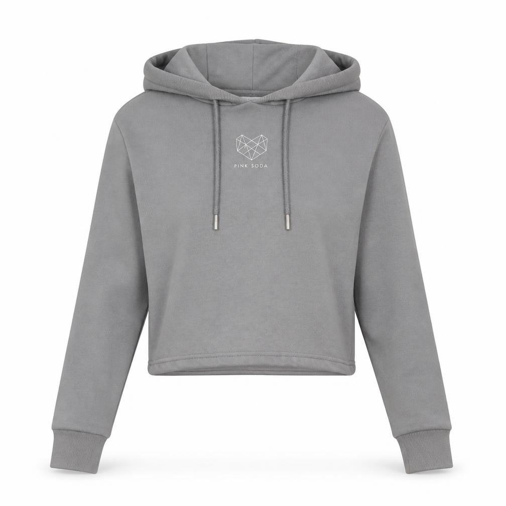 Pink Soda Women Grey Cropped Hoodie UK 4 Hooded Sweatshirt