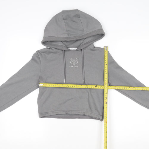 Pink Soda Women Grey Cropped Hoodie UK 4 Hooded Sweatshirt