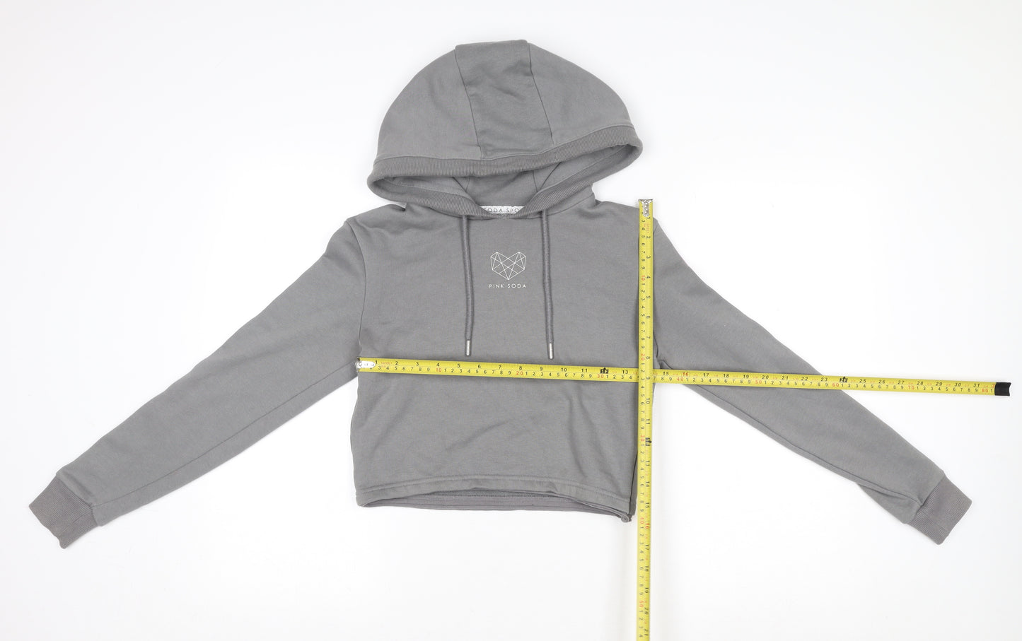Pink Soda Women Grey Cropped Hoodie UK 4 Hooded Sweatshirt