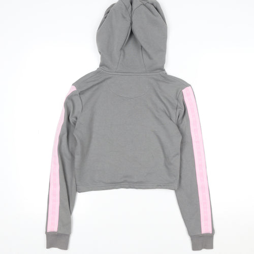 Pink Soda Women Grey Cropped Hoodie UK 4 Hooded Sweatshirt