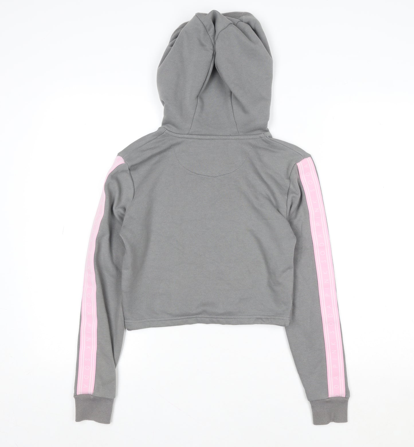 Pink Soda Women Grey Cropped Hoodie UK 4 Hooded Sweatshirt
