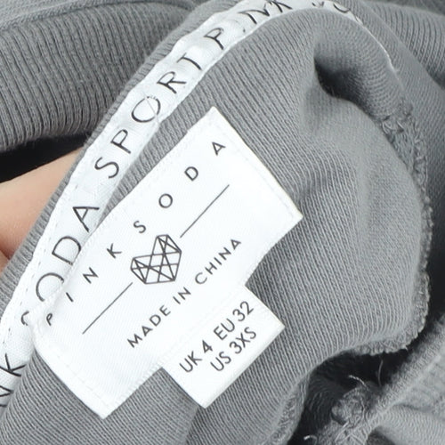 Pink Soda Women Grey Cropped Hoodie UK 4 Hooded Sweatshirt