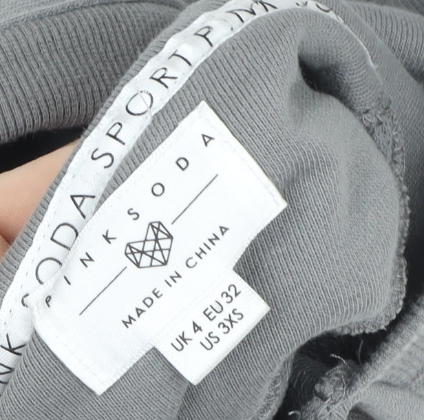Pink Soda Women Grey Cropped Hoodie UK 4 Hooded Sweatshirt