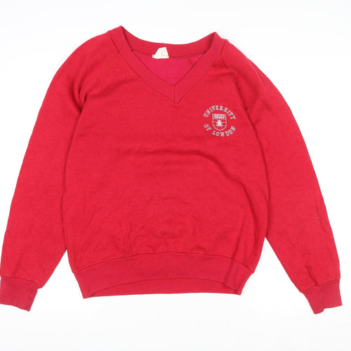 Probert University of London Red V-Neck Womens Sweatshirt Size L