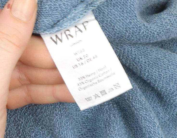 Wrap London Women's Blue Hemp Cotton Pullover Sweatshirt UK20
