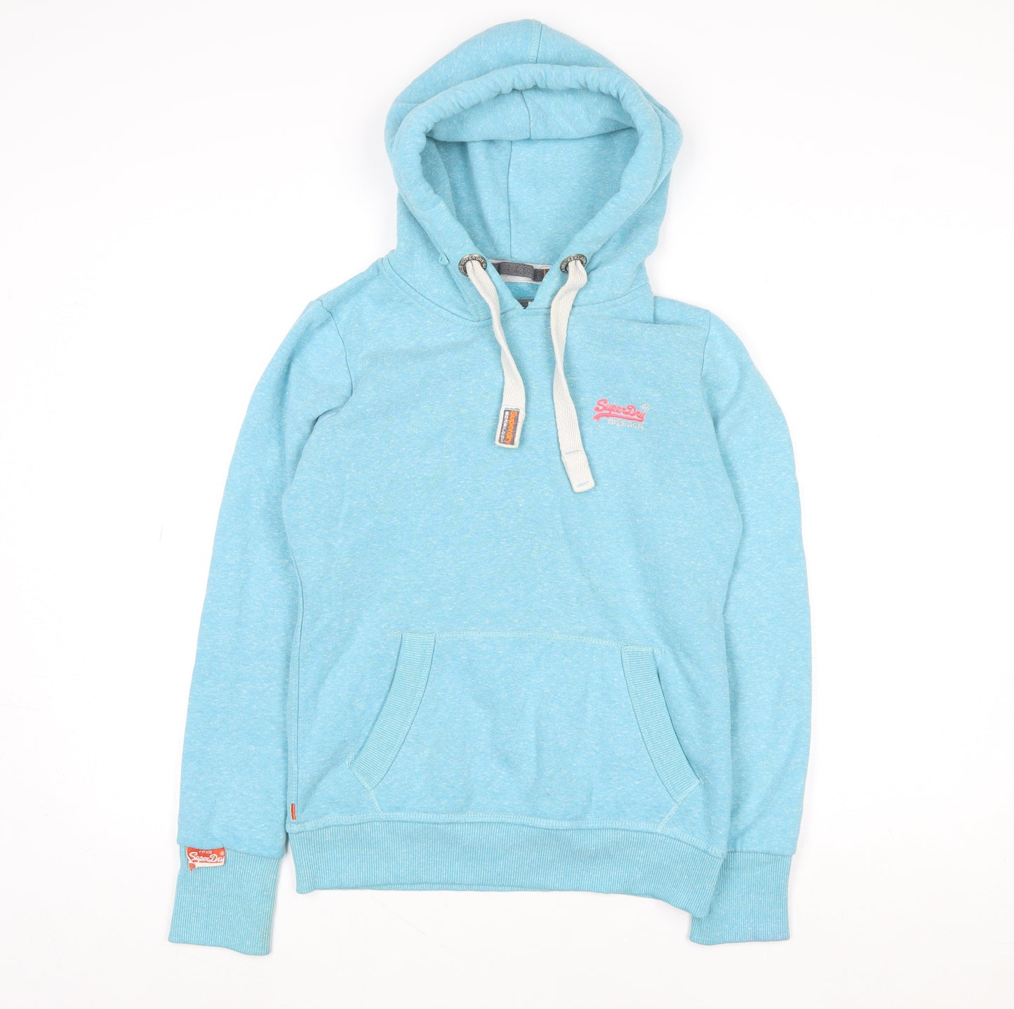 Superdry Women Blue Pullover Hoodie Cotton Blend Size S
