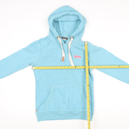 Superdry Women Blue Pullover Hoodie Cotton Blend Size S