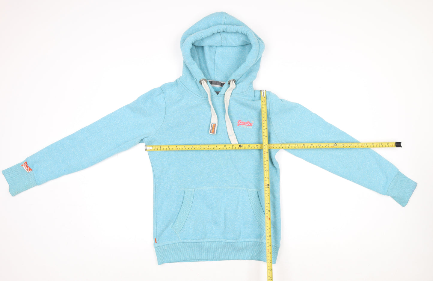 Superdry Women Blue Pullover Hoodie Cotton Blend Size S