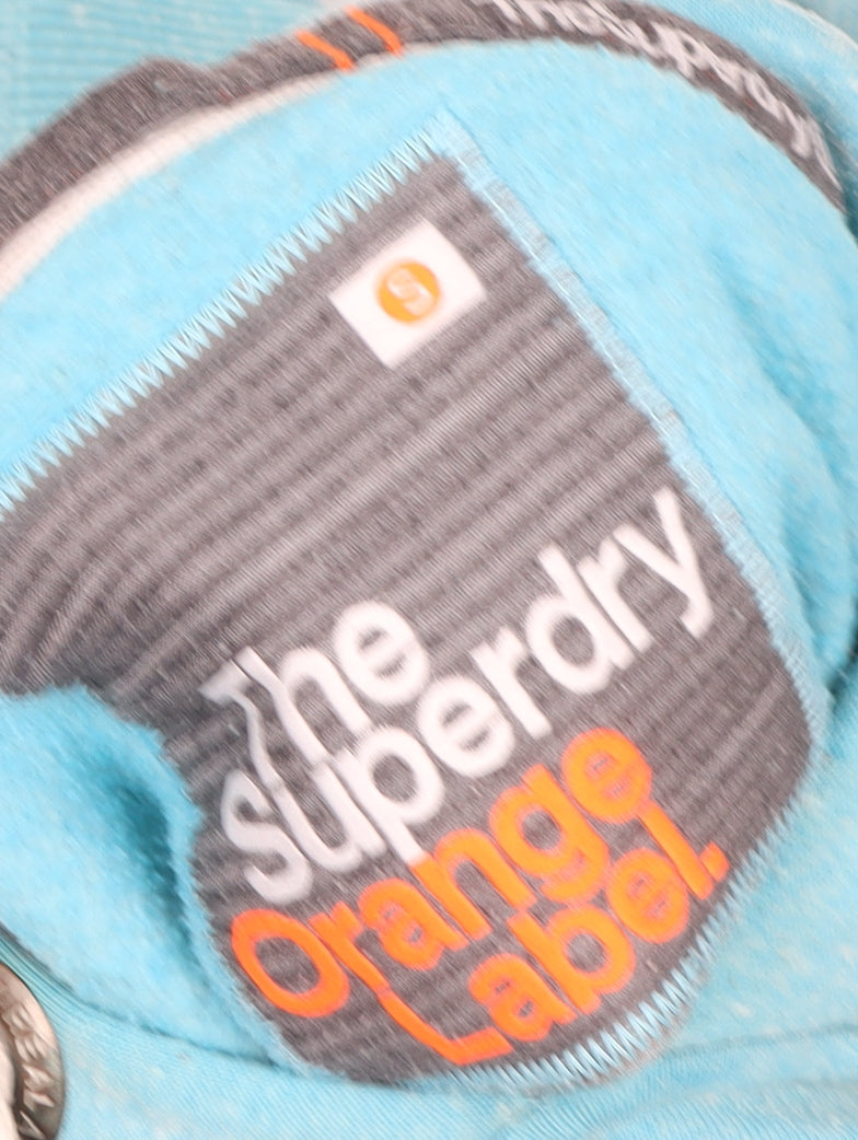 Superdry Women Blue Pullover Hoodie Cotton Blend Size S