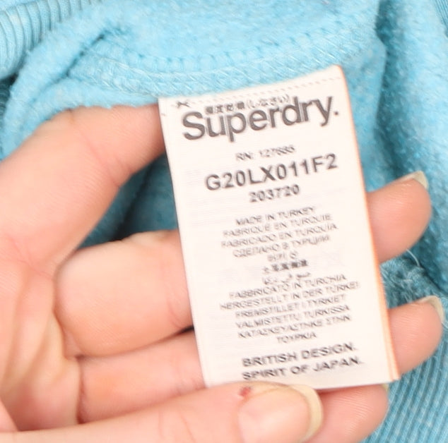 Superdry Women Blue Pullover Hoodie Cotton Blend Size S
