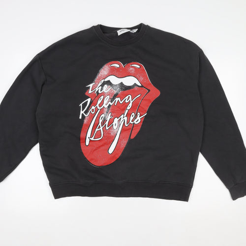 Primark x The Rolling Stones Women's Black Graphic Sweatshirt Size S