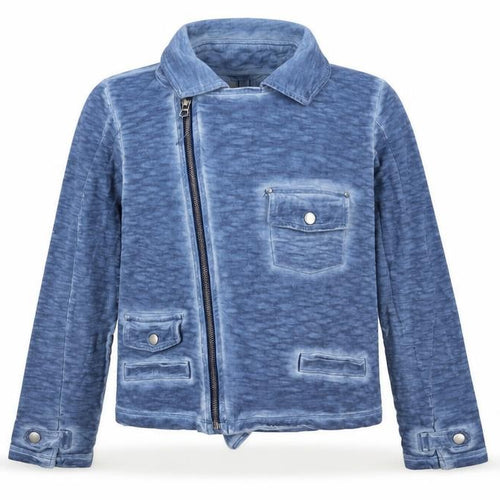 Next Girls Blue Cotton Biker Jacket 14 Years Zip Front Casual Outerwear
