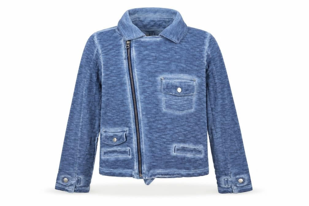 Next Girls Blue Cotton Biker Jacket 14 Years Zip Front Casual Outerwear