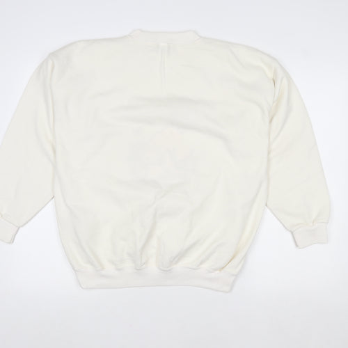 Acorn Leisure Womens Ivory Fox Embroidered Pullover Sweatshirt Size 12