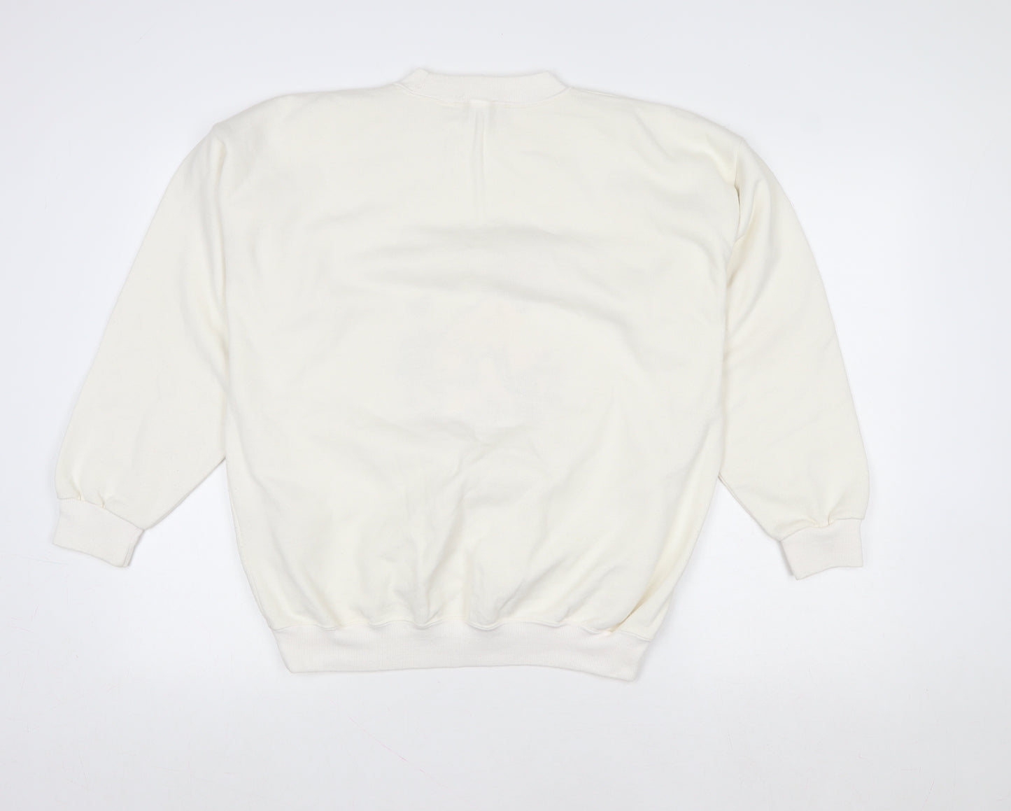Acorn Leisure Womens Ivory Fox Embroidered Pullover Sweatshirt Size 12
