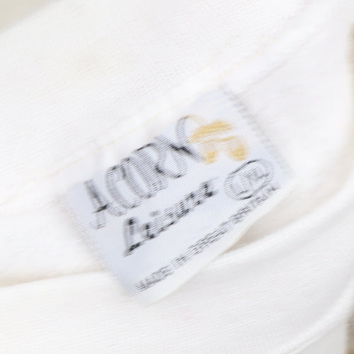 Acorn Leisure Womens Ivory Fox Embroidered Pullover Sweatshirt Size 12