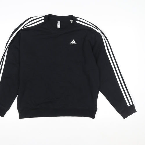 Adidas Men's Black Crew Neck Striped Sweatshirt Size S