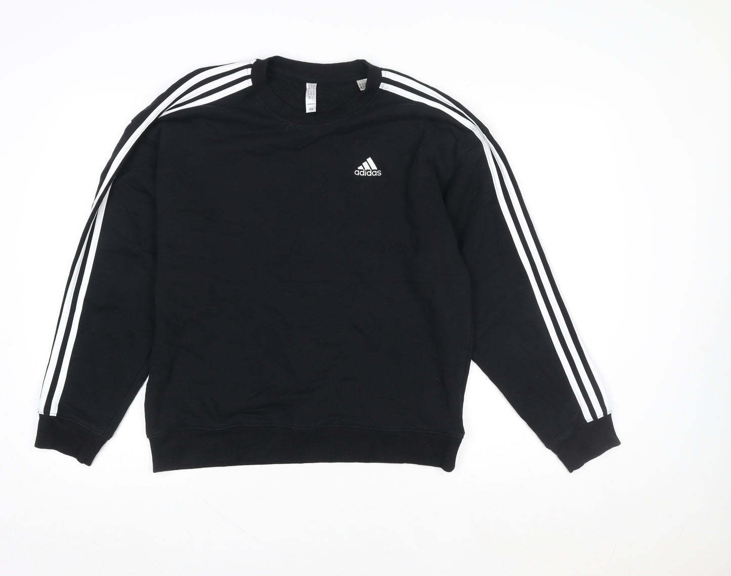 Adidas Men's Black Crew Neck Striped Sweatshirt Size S