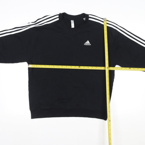 Adidas Men's Black Crew Neck Striped Sweatshirt Size S