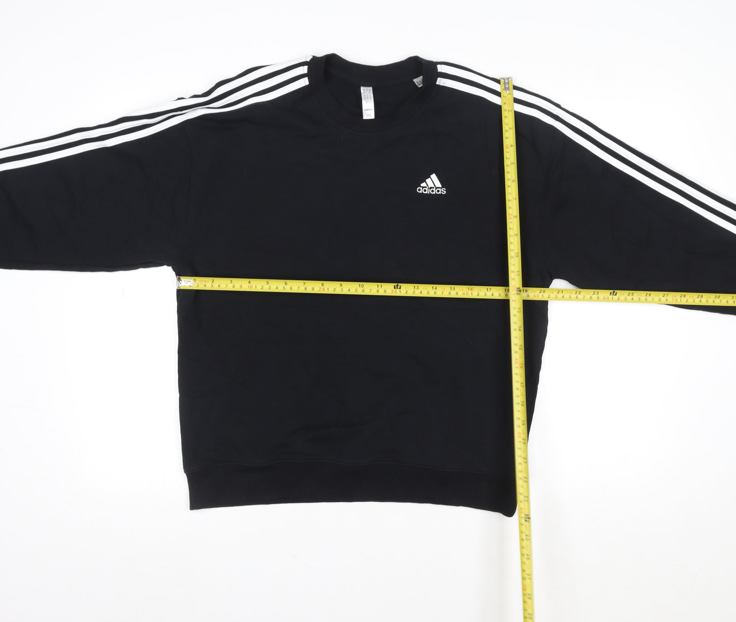 Adidas Men's Black Crew Neck Striped Sweatshirt Size S