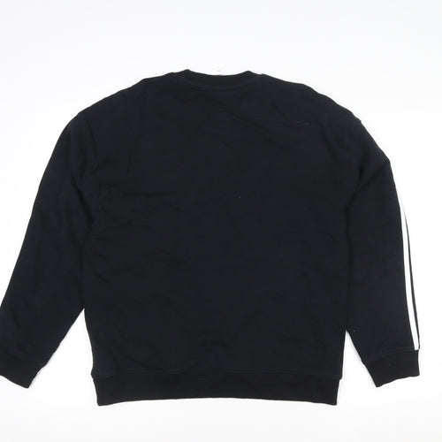 Adidas Men's Black Crew Neck Striped Sweatshirt Size S