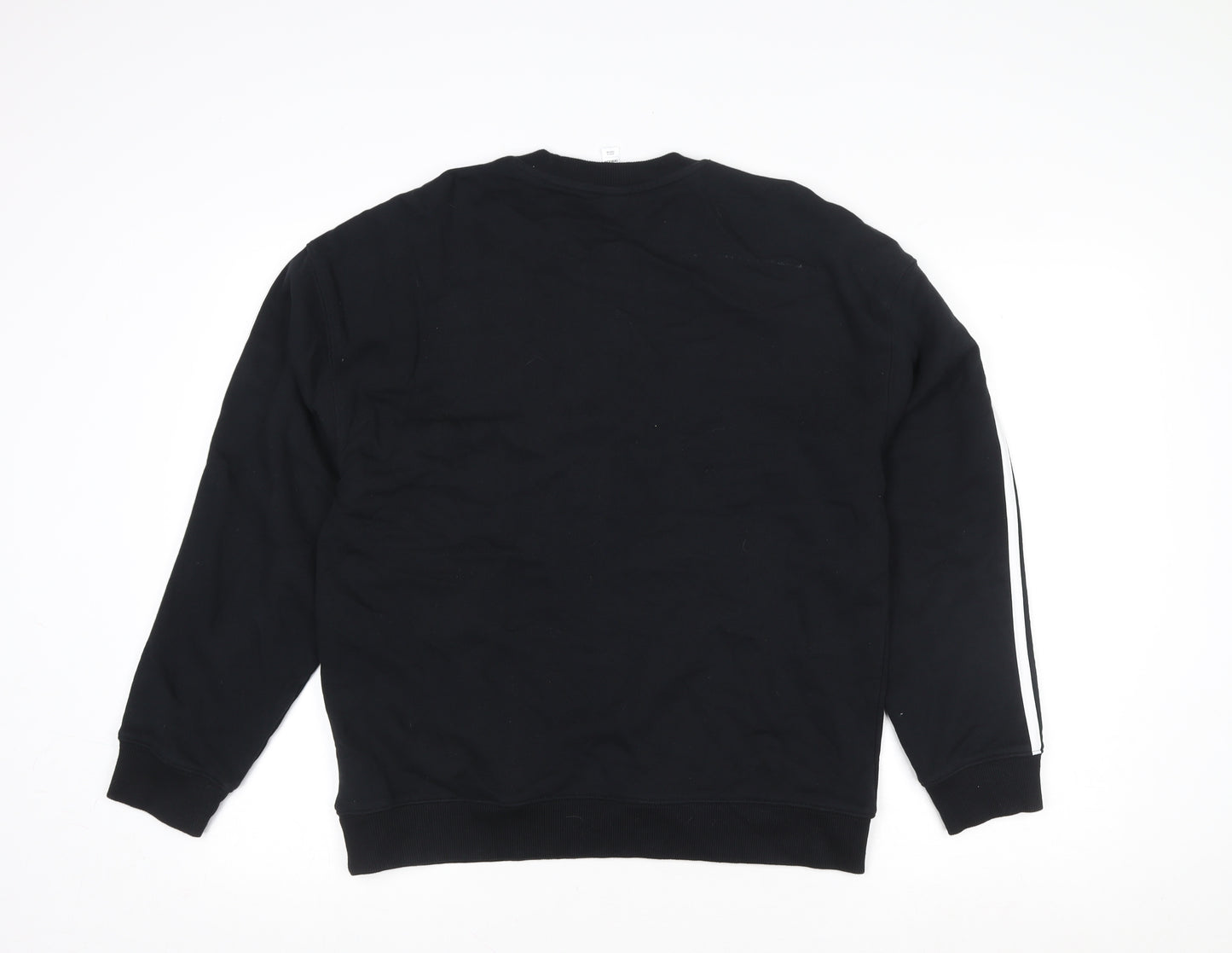 Adidas Men's Black Crew Neck Striped Sweatshirt Size S