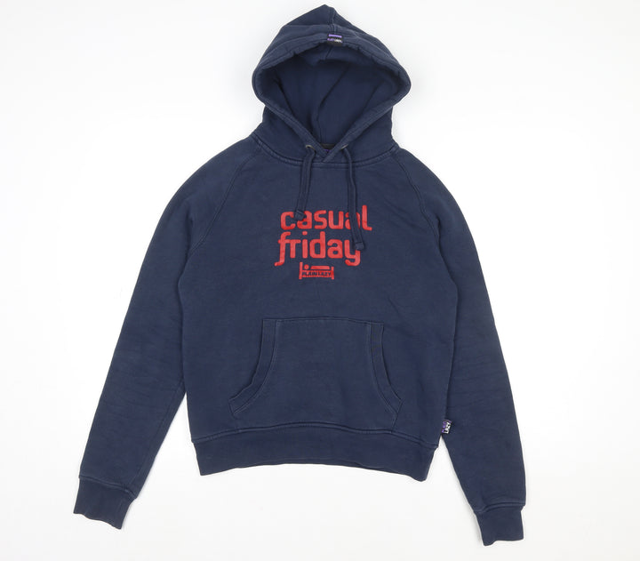 Plain Lazy Men's Blue Pullover Hoodie M Funny Logo Casual Sweatshirt