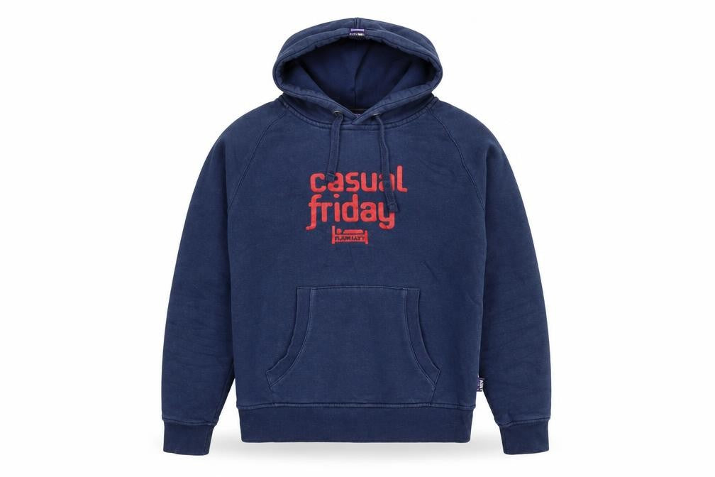 Front view of Plain Lazy Men's Blue Pullover Hoodie M Funny Logo Casual Sweatshirt