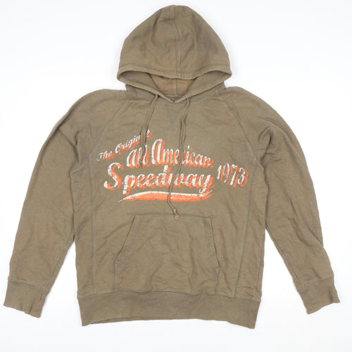 Cust_om Brand Men's Brown Pullover Hoodie M Retro Graphic Print