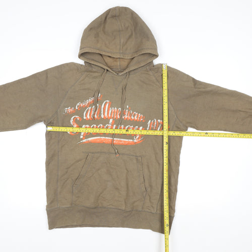 Cust_om Brand Men's Brown Pullover Hoodie M Retro Graphic Print