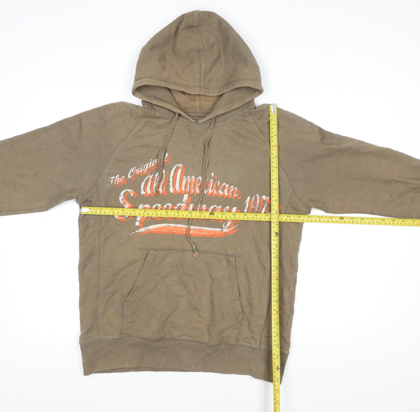 Cust_om Brand Men's Brown Pullover Hoodie M Retro Graphic Print