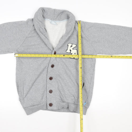 IC Women’s Grey Varsity Jacket Medium Button-Up College Style