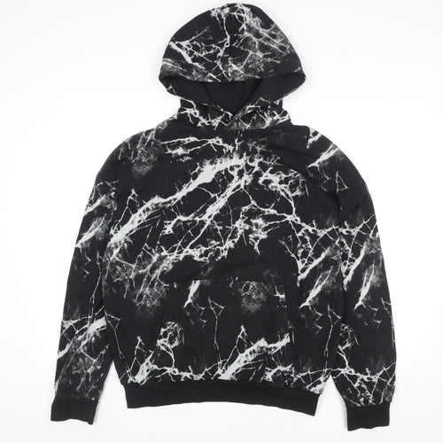 H&M Teen Black Marble Pullover Hoodie 14+ Cotton Blend