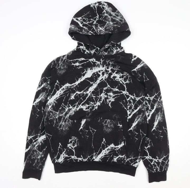 H&M Teen Black Marble Pullover Hoodie 14+ Cotton Blend