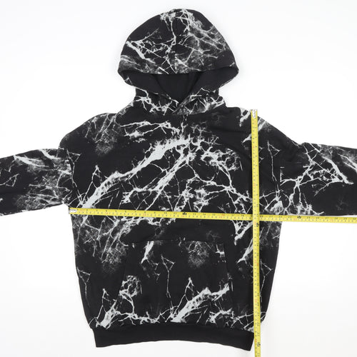 H&M Teen Black Marble Pullover Hoodie 14+ Cotton Blend