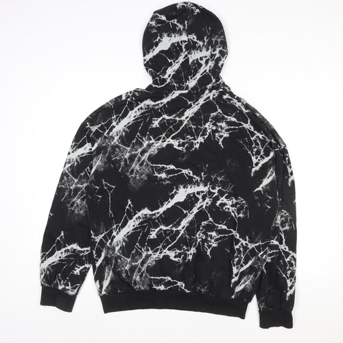 H&M Teen Black Marble Pullover Hoodie 14+ Cotton Blend