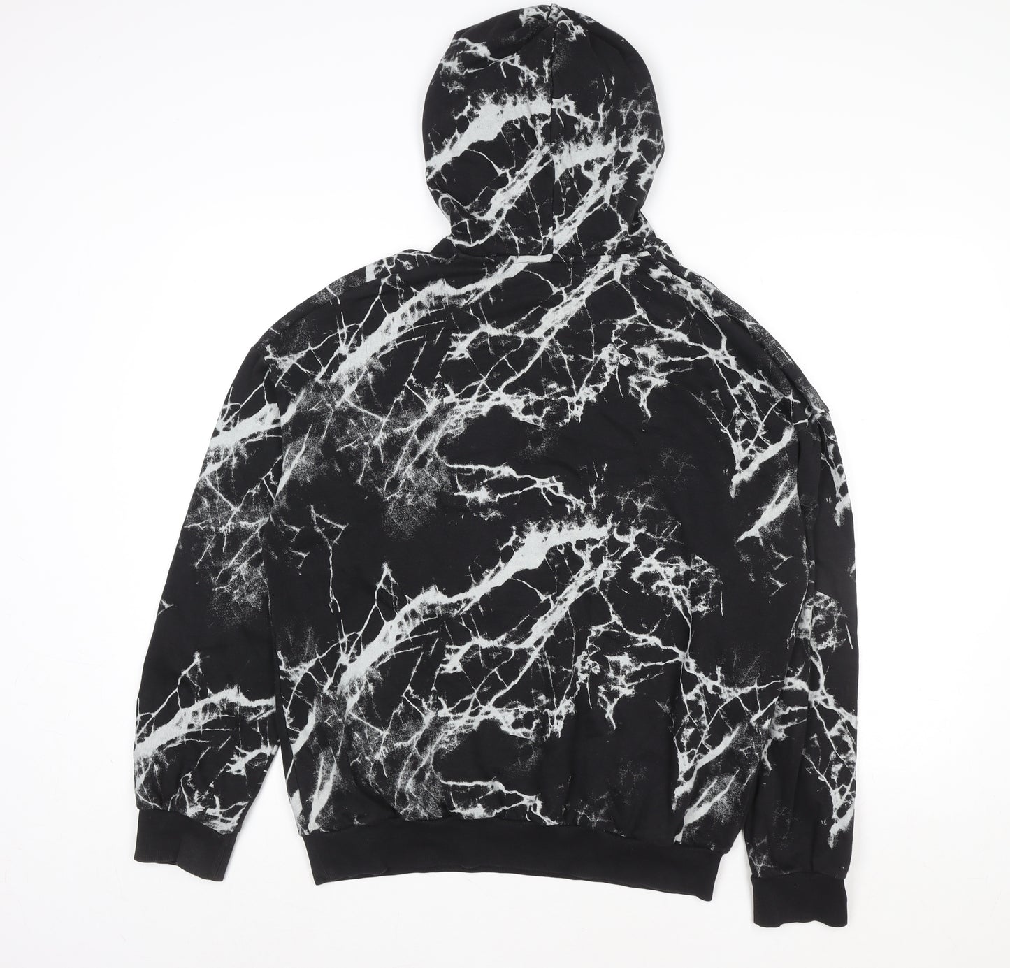H&M Teen Black Marble Pullover Hoodie 14+ Cotton Blend
