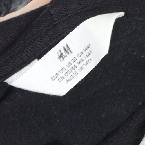 H&M Teen Black Marble Pullover Hoodie 14+ Cotton Blend