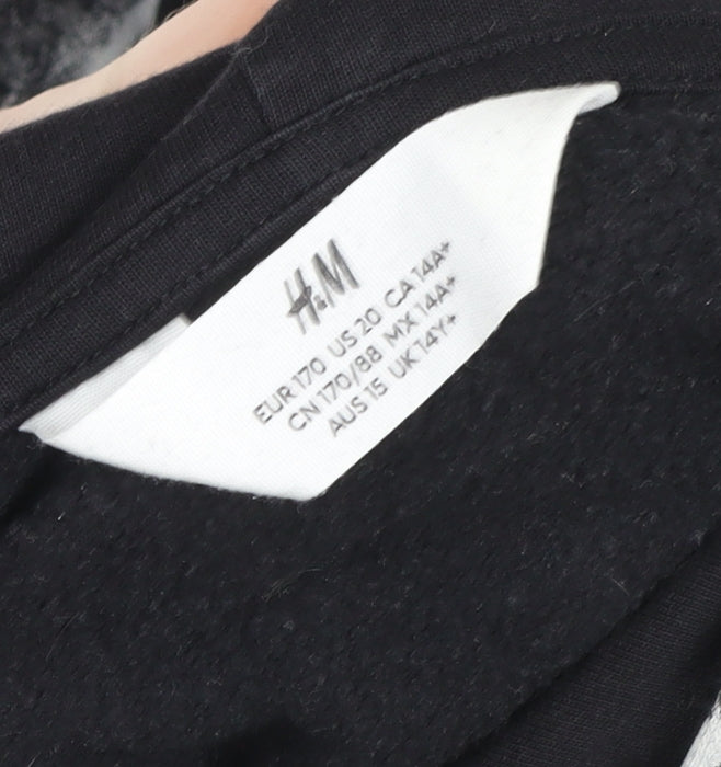 H&M Teen Black Marble Pullover Hoodie 14+ Cotton Blend