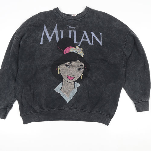Bershka Women’s Black Mulan Sweatshirt Size S Cotton Blend