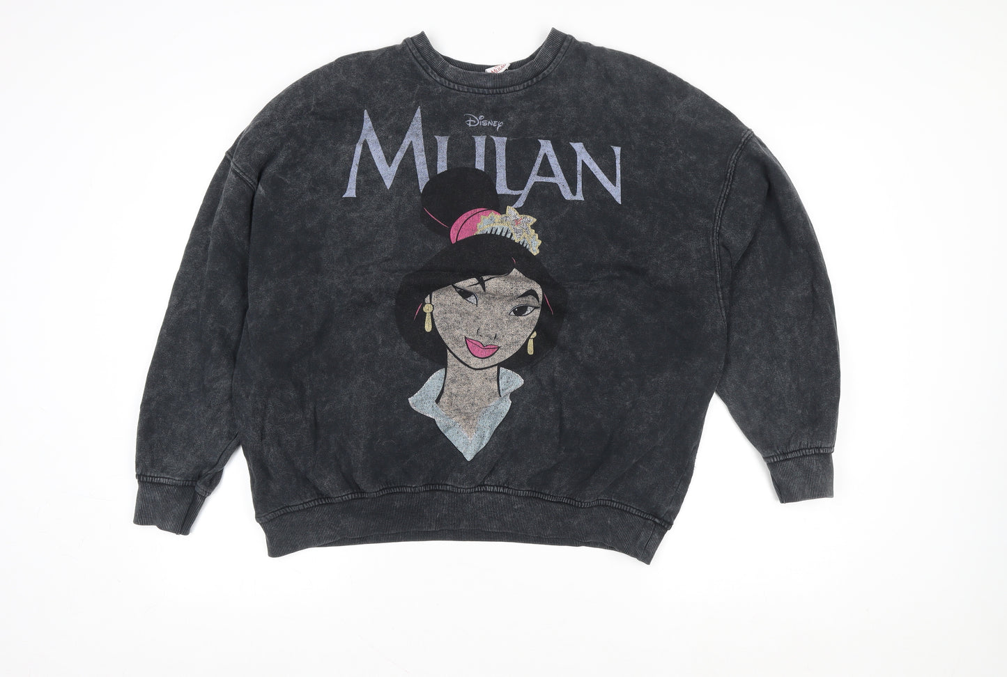 Bershka Women’s Black Mulan Sweatshirt Size S Cotton Blend
