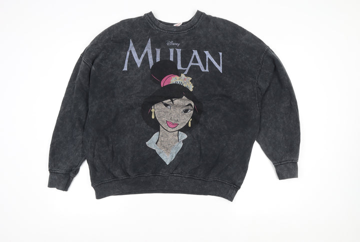 Bershka Women’s Black Mulan Sweatshirt Size S Cotton Blend