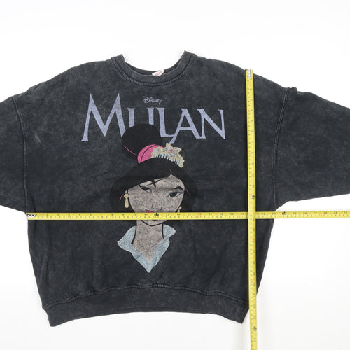 Bershka Women’s Black Mulan Sweatshirt Size S Cotton Blend