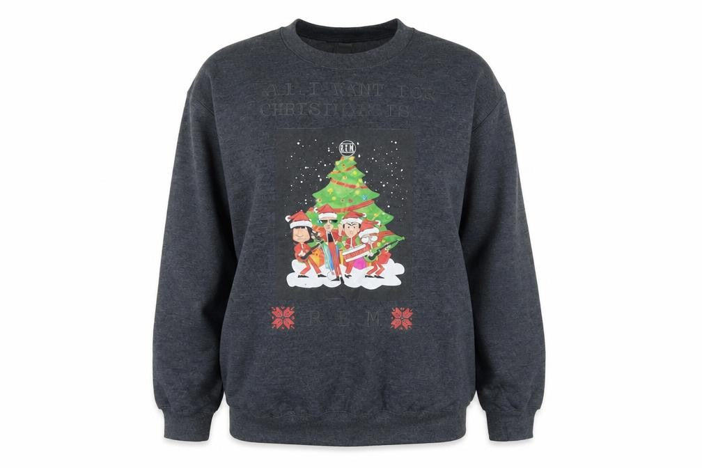 Front view of Gildan Women's Grey Christmas Graphic Pullover Sweatshirt M