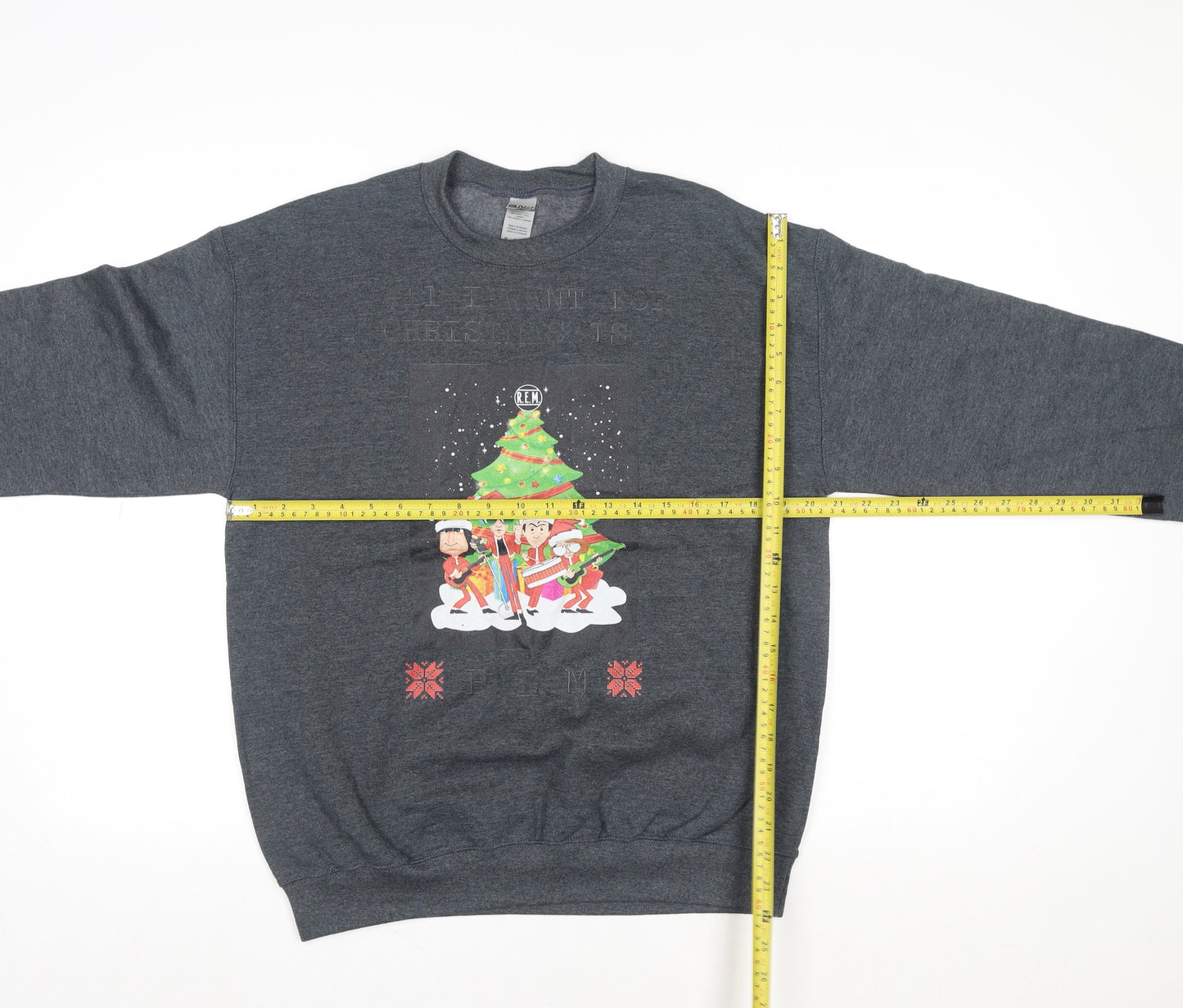 Gildan Women's Grey Christmas Graphic Pullover Sweatshirt M