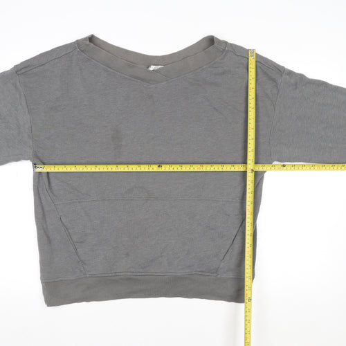 Fabletics Women Grey V-Neck Pullover Sweatshirt Size S