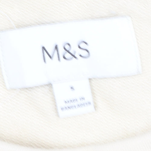 Marks and Spencer Women Beige Cotton Crew Neck Pullover Sweatshirt Size S