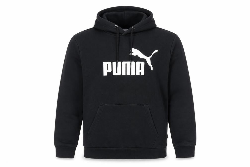 Front view of Puma Men’s Black Small Pullover Hoodie Fleece Lined Sportswear